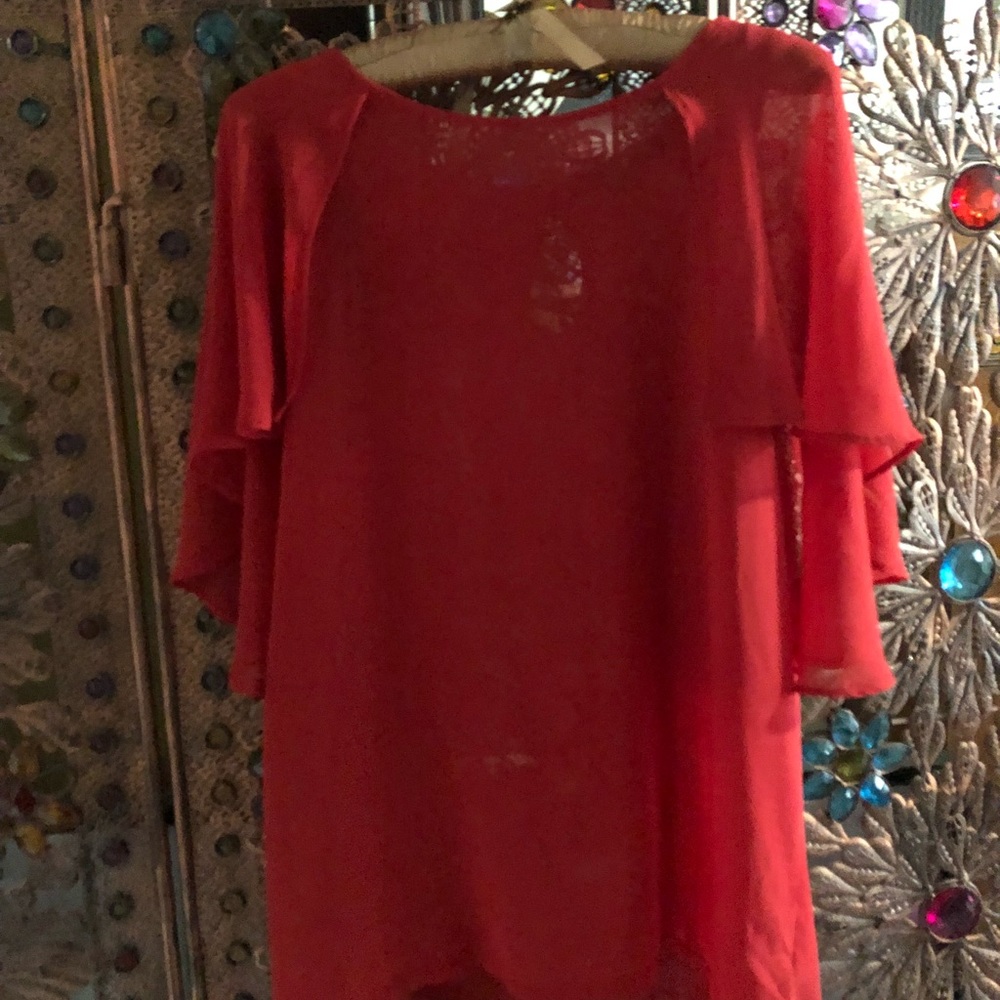 Forever 21 Red Chiffon Blouse